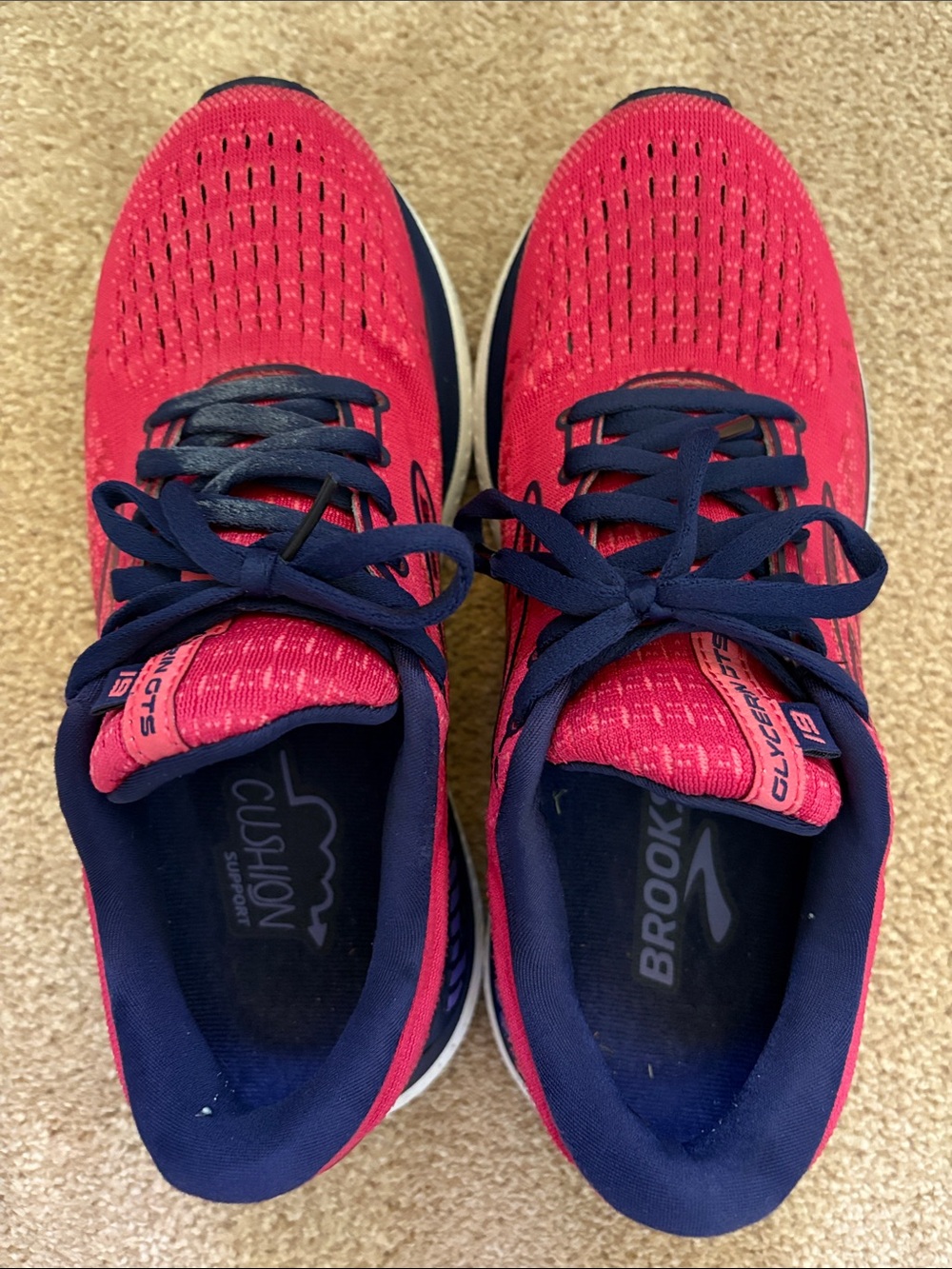Brooks Glycerin GTS 19 Hot Pink and Navy Women's Running Sneakers